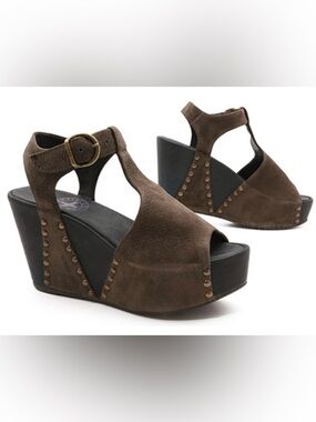 Fiorentini & Baker Platform Wedge Dany Sandals Brown Black 38.5